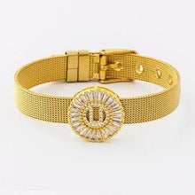 Load image into Gallery viewer, Women Stunning Stainless Steel Crystal Initials Letter Watch Belt Bracelets freeshipping - Tyche Ace