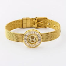 Load image into Gallery viewer, Women Stunning Stainless Steel Crystal Initials Letter Watch Belt Bracelets freeshipping - Tyche Ace
