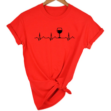 Load image into Gallery viewer, Women Stylish Wine Heartbeat T Shirts freeshipping - Tyche Ace