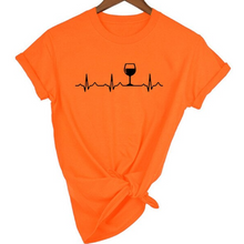 Load image into Gallery viewer, Women Stylish Wine Heartbeat T Shirts freeshipping - Tyche Ace