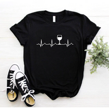 Load image into Gallery viewer, Women Stylish Wine Heartbeat T Shirts freeshipping - Tyche Ace