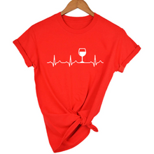 Load image into Gallery viewer, Women Stylish Wine Heartbeat T Shirts freeshipping - Tyche Ace