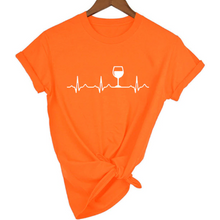 Load image into Gallery viewer, Women Stylish Wine Heartbeat T Shirts freeshipping - Tyche Ace