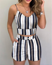 Load image into Gallery viewer, Women Summer 2-Piece Sleeveless Print Top and Shorts Set freeshipping - Tyche Ace