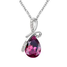 Load image into Gallery viewer, Women Swarovski Crystals Tear Drop Pearl Shape Pendant Necklace freeshipping - Tyche Ace