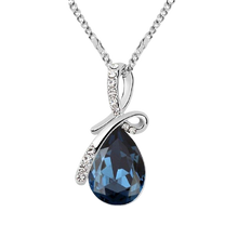 Load image into Gallery viewer, Women Swarovski Crystals Tear Drop Pearl Shape Pendant Necklace freeshipping - Tyche Ace