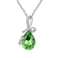 Load image into Gallery viewer, Women Swarovski Crystals Tear Drop Pearl Shape Pendant Necklace freeshipping - Tyche Ace