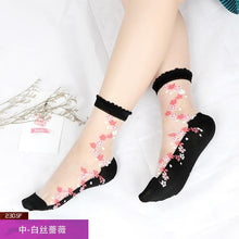 Load image into Gallery viewer, Women Transparent Lace Ruffle Soft  Sheer Silk Elastic Mesh Frill Trim Socks freeshipping - Tyche Ace