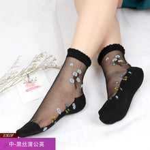 Load image into Gallery viewer, Women Transparent Lace Ruffle Soft  Sheer Silk Elastic Mesh Frill Trim Socks freeshipping - Tyche Ace