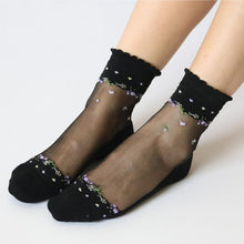 Load image into Gallery viewer, Women Transparent Ultra-Thin Lace Crystal Silk Elastic Socks freeshipping - Tyche Ace