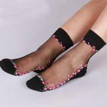 Load image into Gallery viewer, Women Transparent Ultra-Thin Lace Crystal Silk Elastic Socks freeshipping - Tyche Ace