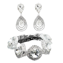 Load image into Gallery viewer, Women Trendy Rhinestone Crystal Bracelet Earrings Set freeshipping - Tyche Ace