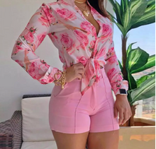 Load image into Gallery viewer, Women Turn-down Collar Floral Long Sleeve Blouses freeshipping - Tyche Ace