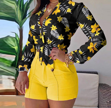 Load image into Gallery viewer, Women Turn-down Collar Floral Long Sleeve Blouses freeshipping - Tyche Ace