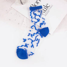 Load image into Gallery viewer, Women Ultra-thin Glass filament Printing Dots  Stripe Transparent Socks freeshipping - Tyche Ace