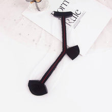 Load image into Gallery viewer, Women Ultra-thin Glass filament Printing Dots  Stripe Transparent Socks freeshipping - Tyche Ace