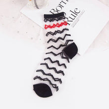 Load image into Gallery viewer, Women Ultra-thin Glass filament Printing Dots  Stripe Transparent Socks freeshipping - Tyche Ace