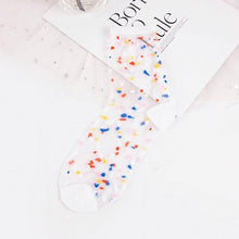 Load image into Gallery viewer, Women Ultra-thin Glass filament Printing Dots  Stripe Transparent Socks freeshipping - Tyche Ace