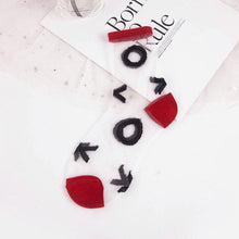 Load image into Gallery viewer, Women Ultra-thin Glass filament Printing Dots  Stripe Transparent Socks freeshipping - Tyche Ace