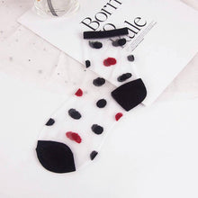 Load image into Gallery viewer, Women Ultra-thin Glass filament Printing Dots  Stripe Transparent Socks freeshipping - Tyche Ace