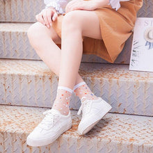 Load image into Gallery viewer, Women Ultra-thin Glass filament Printing Dots  Stripe Transparent Socks freeshipping - Tyche Ace