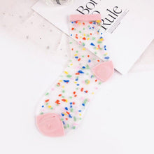 Load image into Gallery viewer, Women Ultra-thin Glass filament Printing Dots  Stripe Transparent Socks freeshipping - Tyche Ace