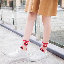 Load image into Gallery viewer, Women Ultra-thin Glass filament Printing Dots  Stripe Transparent Socks freeshipping - Tyche Ace