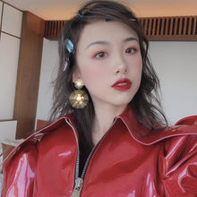 Load image into Gallery viewer, Women Wild Sun Design Long Drop Big Pearl Round Earrings freeshipping - Tyche Ace