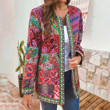 Load image into Gallery viewer, Women Winter Ethnic Floral Print Long Sleeve Loose Jacket Coat freeshipping - Tyche Ace