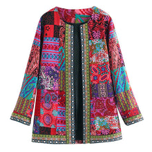 Load image into Gallery viewer, Women Winter Ethnic Floral Print Long Sleeve Loose Jacket Coat freeshipping - Tyche Ace