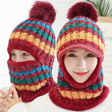 Load image into Gallery viewer, Women Winter Warm Knitted Beanie Pompom Hat Scarf Sets freeshipping - Tyche Ace