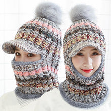 Load image into Gallery viewer, Women Winter Warm Knitted Beanie Pompom Hat Scarf Sets freeshipping - Tyche Ace