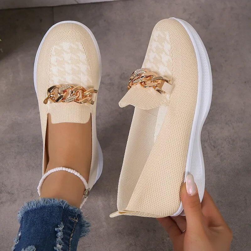 Comfortable loafers for women, casual loafers for women with chain decor - Tyche Ace