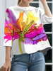 Women Flower Design Summer Loose Fit Top