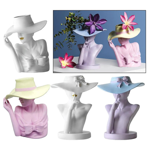 Stylish Lady Hat Flower Vases Planters