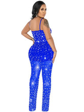 Load image into Gallery viewer, Women Rhinestones Mesh Sheer Legs Jumpsuit - Tyche Ace
