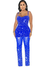 Load image into Gallery viewer, Women Rhinestones Mesh Sheer Legs Jumpsuit - Tyche Ace
