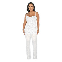 Load image into Gallery viewer, Women Rhinestones Mesh Sheer Legs Jumpsuit - Tyche Ace
