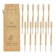 Load image into Gallery viewer, 12 Pcs Natural Eco-Friendly Bamboo Handle Medium Bristle Toothbrushes freeshipping - Tyche Ace
