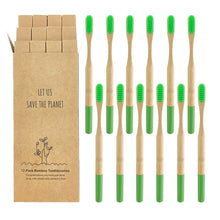 Load image into Gallery viewer, 12 Pcs Natural Eco-Friendly Bamboo Handle Medium Bristle Toothbrushes freeshipping - Tyche Ace
