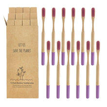 Load image into Gallery viewer, 12 Pcs Natural Eco-Friendly Bamboo Handle Medium Bristle Toothbrushes freeshipping - Tyche Ace
