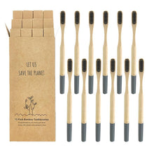 Load image into Gallery viewer, 12 Pcs Natural Eco-Friendly Bamboo Handle Medium Bristle Toothbrushes freeshipping - Tyche Ace

