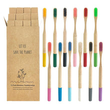 Load image into Gallery viewer, 12 Pcs Natural Eco-Friendly Bamboo Handle Medium Bristle Toothbrushes freeshipping - Tyche Ace
