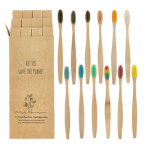 Load image into Gallery viewer, 12pcs  Eco-friendly Natural Bamboo Charcoal Soft Bristles Tooth Brush freeshipping - Tyche Ace
