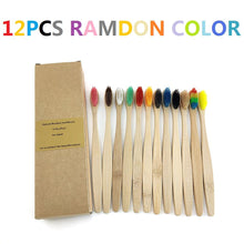 Load image into Gallery viewer, 12Pcs Pack Rainbow Natural Soft Hair  Bamboo Toothbrushes freeshipping - Tyche Ace
