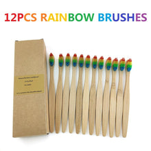 Load image into Gallery viewer, 12Pcs Pack Rainbow Natural Soft Hair  Bamboo Toothbrushes freeshipping - Tyche Ace
