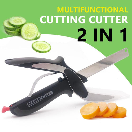 2 in1 Stainless Steel Smart Chef Kitchen Scissors Knife & Board freeshipping - Tyche Ace