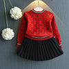 2 Pcs Girls Winter Long Sleeve Sweater Shirt and Skirt Suit freeshipping - Tyche Ace