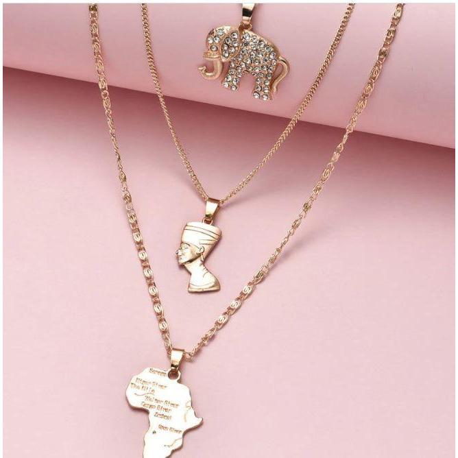 3 Pcs/Set Multilayer Crystal Vintage Necklace Pendant freeshipping - Tyche Ace