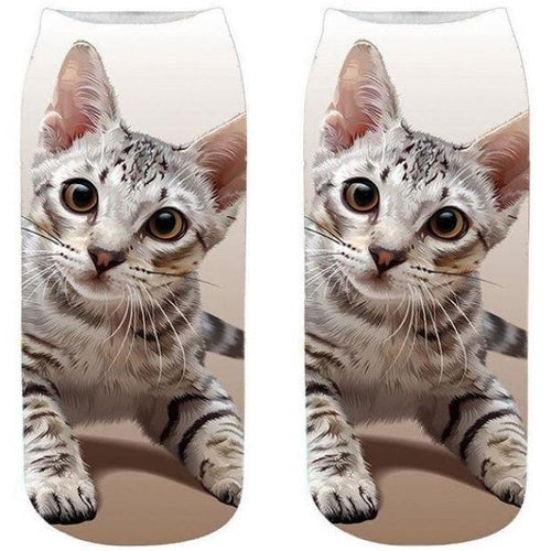 3D Cat Print Men & Women Ankle Cotton Socks freeshipping - Tyche Ace